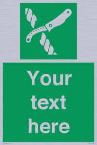 Custom sign safe condition Liferaft knife